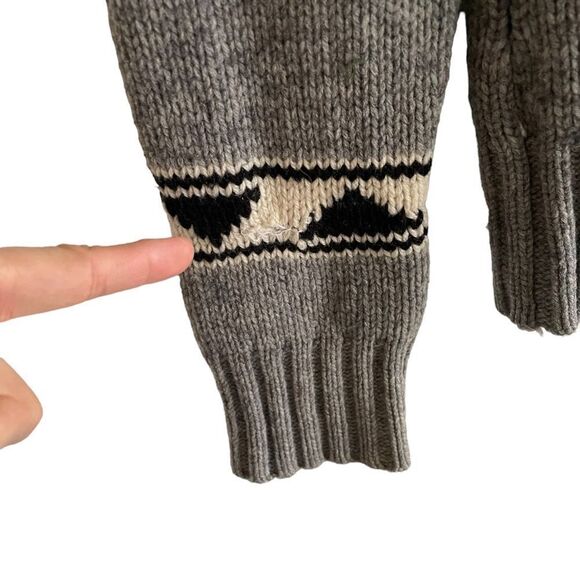 Aritzia Tna Sea to Sky Wool Full Zip Front Cardigan Sweater Grey Black Cream M - Picture 4 of 6